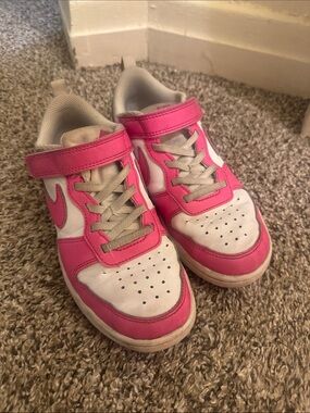 Nike Kids Pink and White Velcro Athletic Sneakers